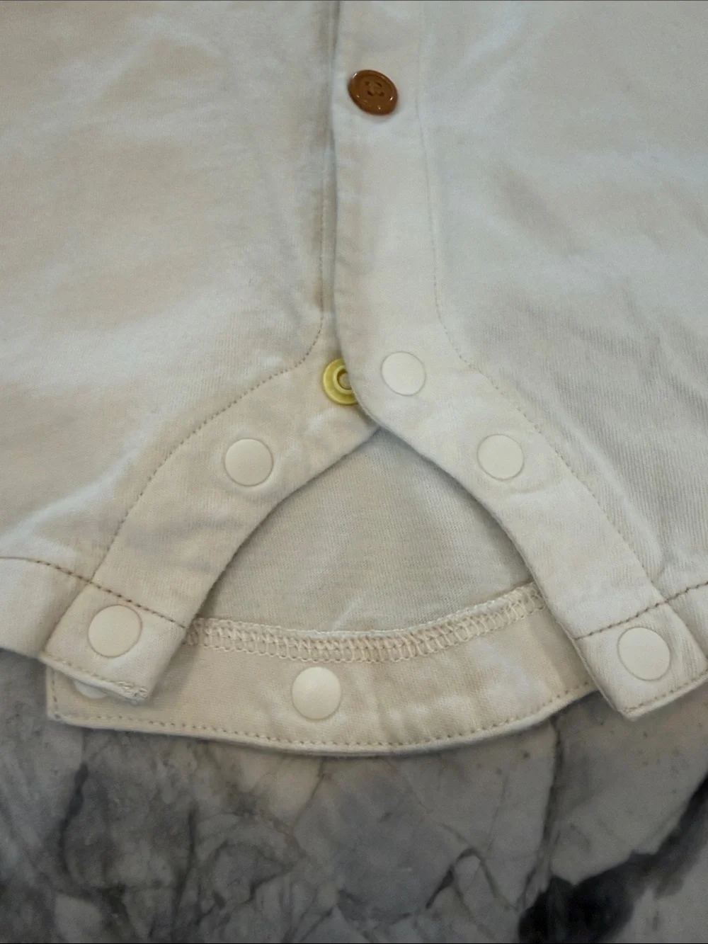Soft Cream Button-Front Baby One-Piece Romper